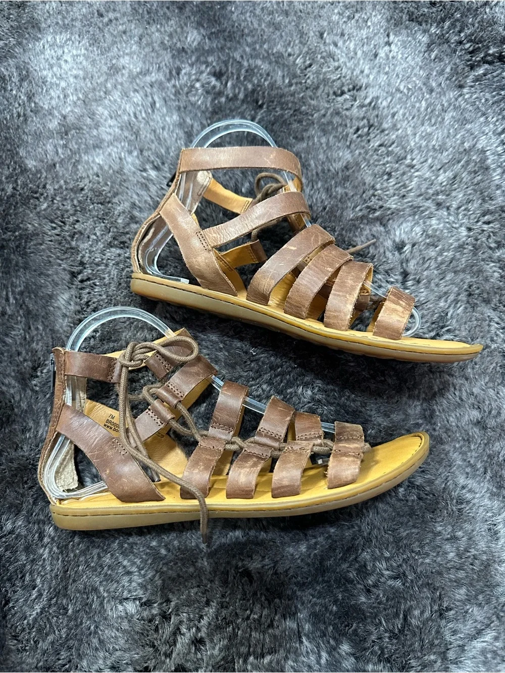 Børn Brown Tan Leather Lace Up Gladiator Sandals Sz 7 Bohemian Music Festival